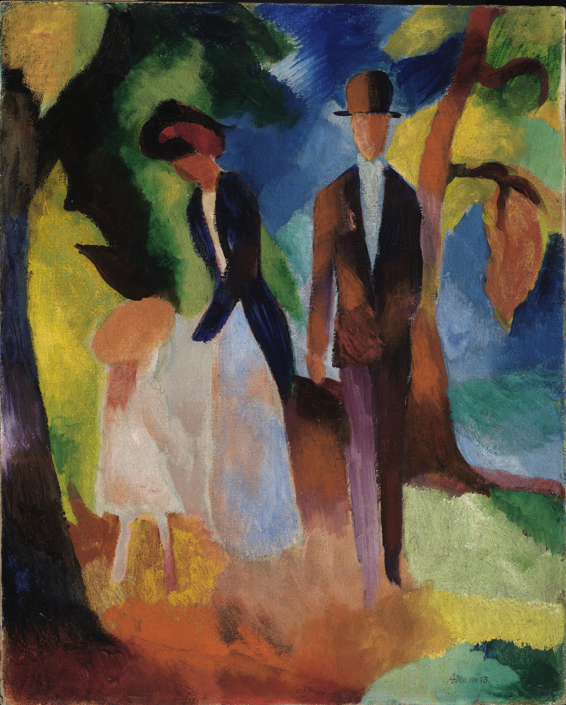 Gente en el lago azul de August Macke