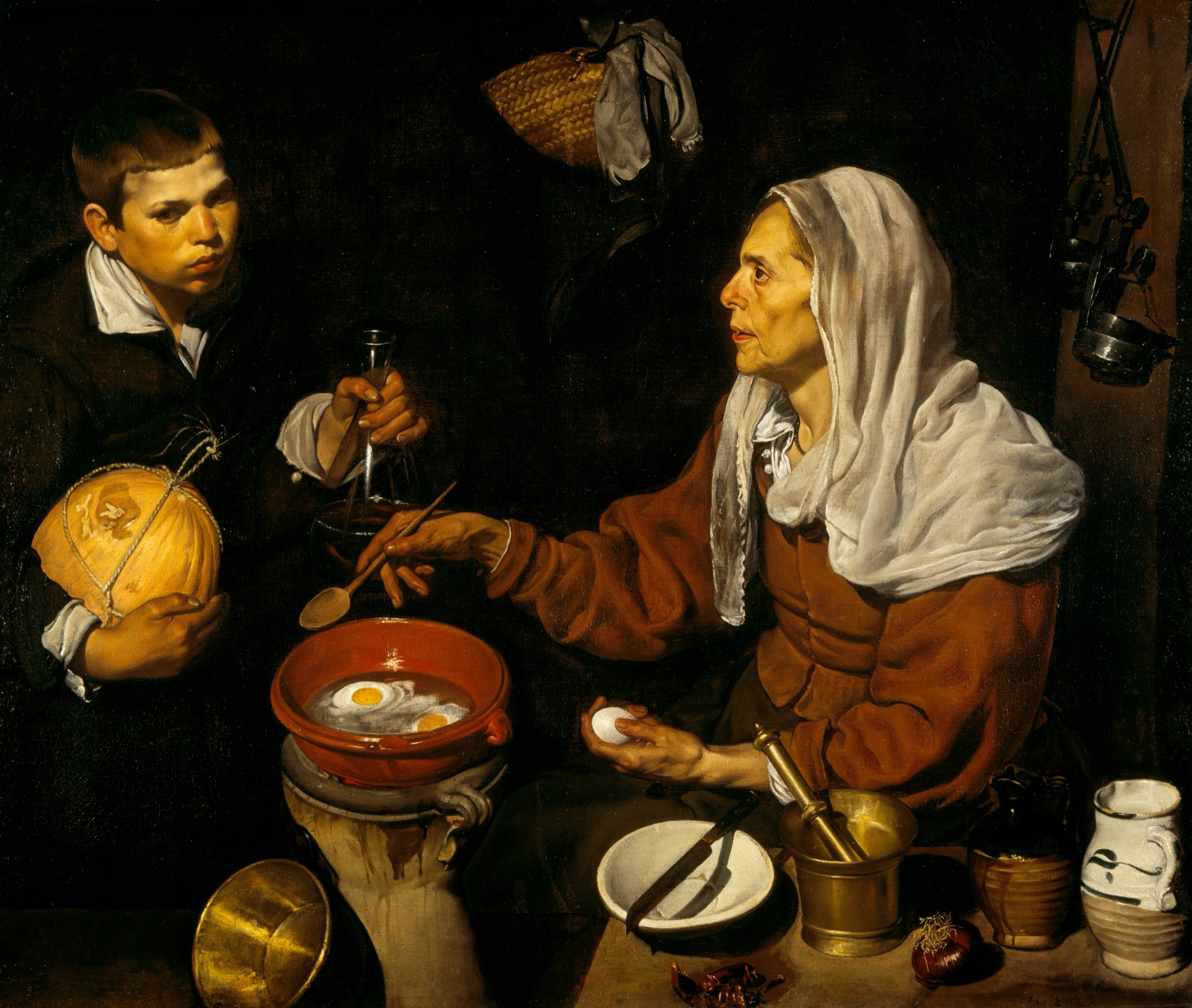 Vieja friendo huevos de Diego Velázquez