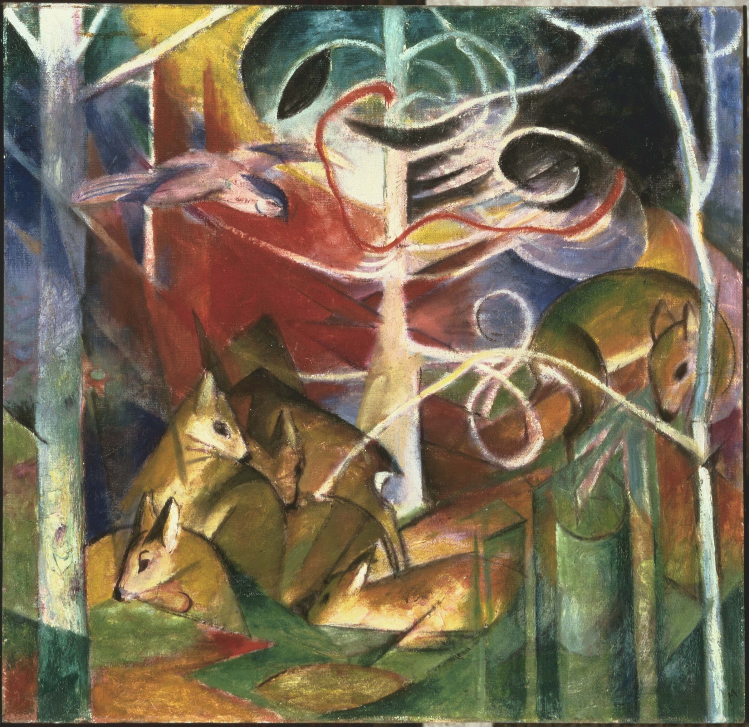 Ciervos en el bosque I de Franz Marc