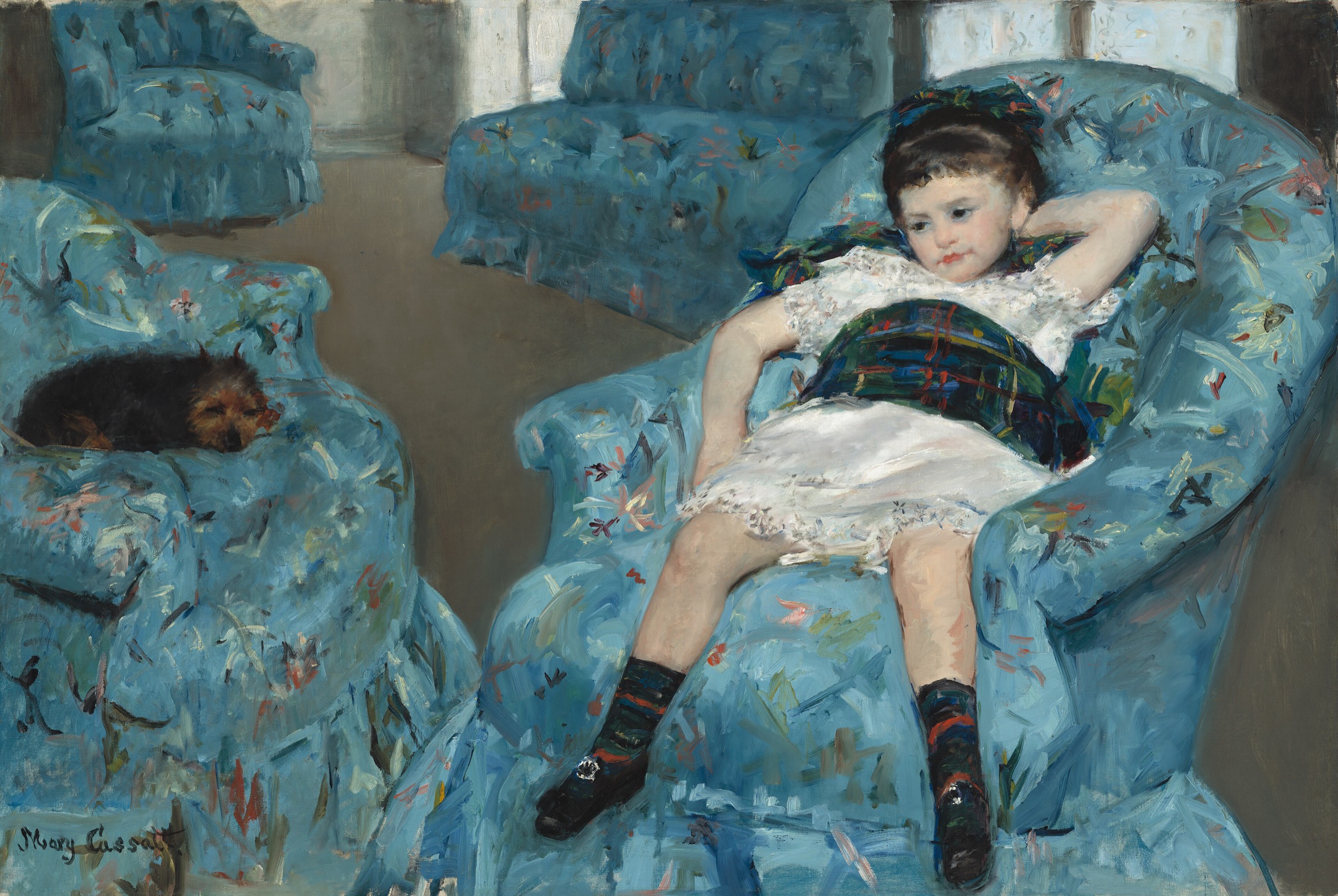 Niña en sillón azul de Mary Cassatt