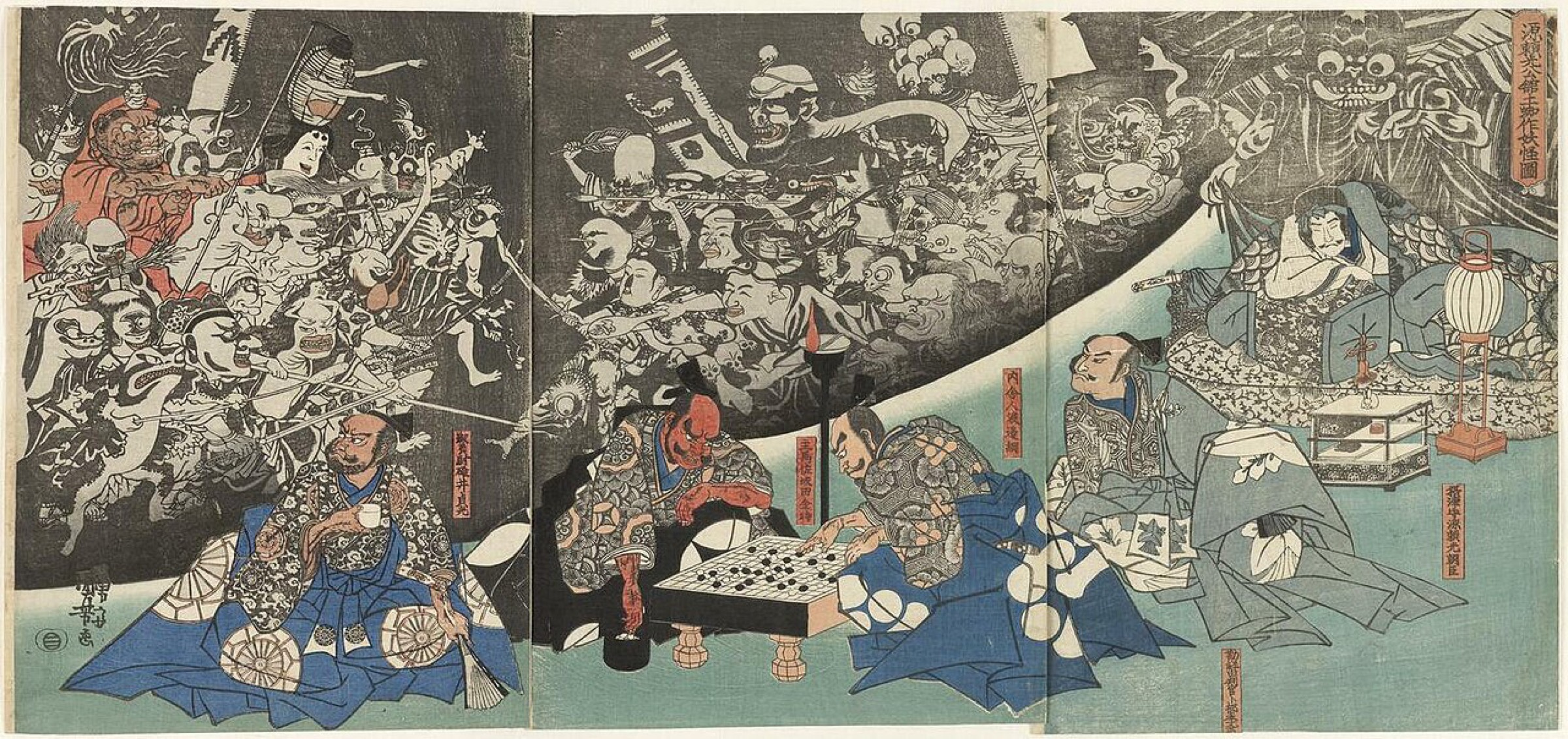 La arana terrestre conjura demonios en la mansion de Minamoto no Raiko de Utagawa Kuniyoshi
